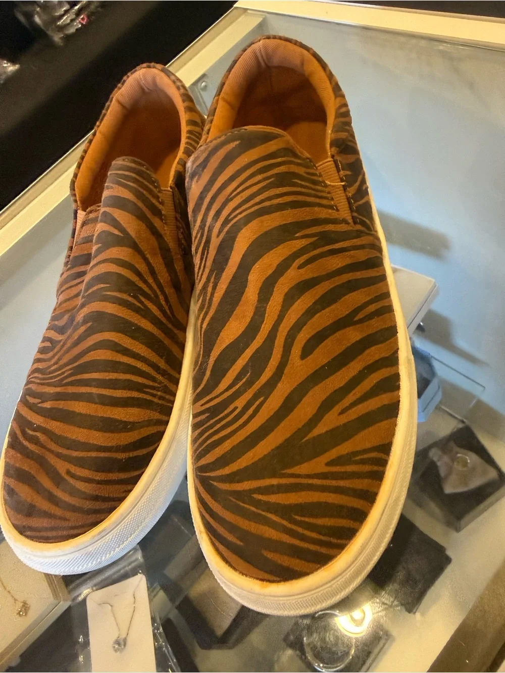 Matisse Brown and Black Zebra-Print Slip-On Sneakers